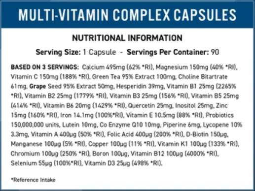 Multi-Vitamin Complex Vitality | with Probiotics & Antioxidant Complex - 90 капсули - Feel You