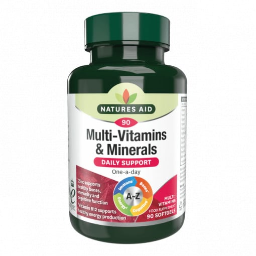 Мултивитамини и минерали (Multi-Vitamins & Minerals) 90 меки капсули NaturesAid - Feel You