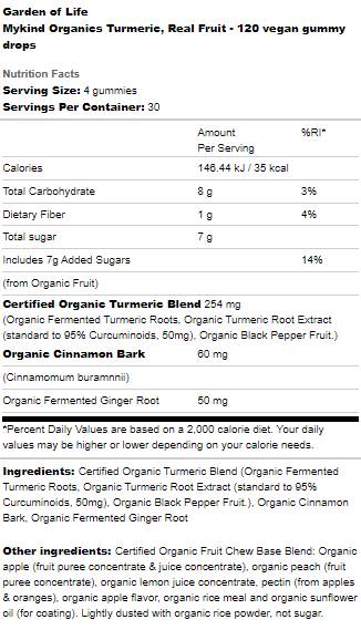 Mykind Organic | Turmeric, Real Fruit - 120 желирани бонбони - Feel You