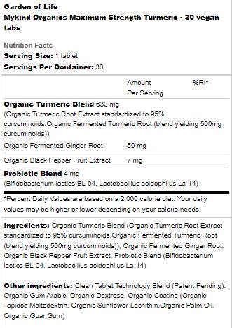 Mykind Organics | Maximum Strength Turmeric - 30 Таблетки - Feel You
