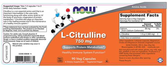 L-Citrulline 750 mg - 90 капсули - Feel You