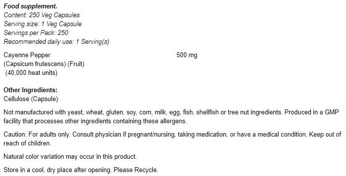 Cayenne 500 mg - 100 капсули - Feel You