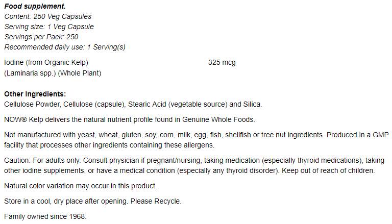 Kelp 325 mcg - 250 капсули - Feel You