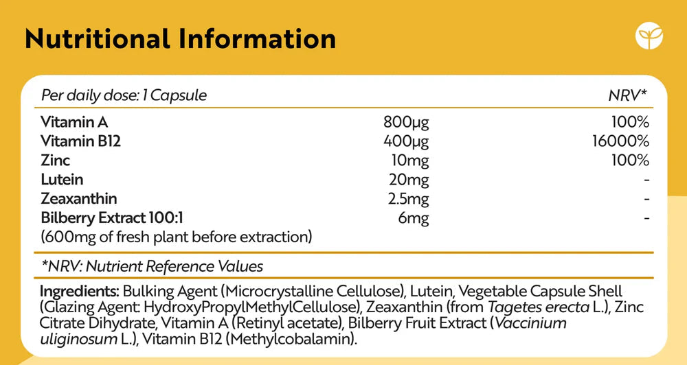 Витамини за очи /натурални/ - Natural Eye Complex 90 веган капсули - Feel You