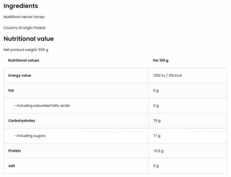 Natural Multiflower Honey / Натурален многоцветен пчелен мед - 500 грама - Feel You