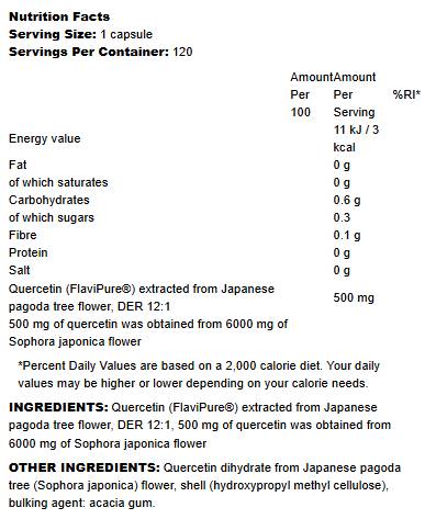 Natural Quercetin 500 mg - 120 капсули - Feel You