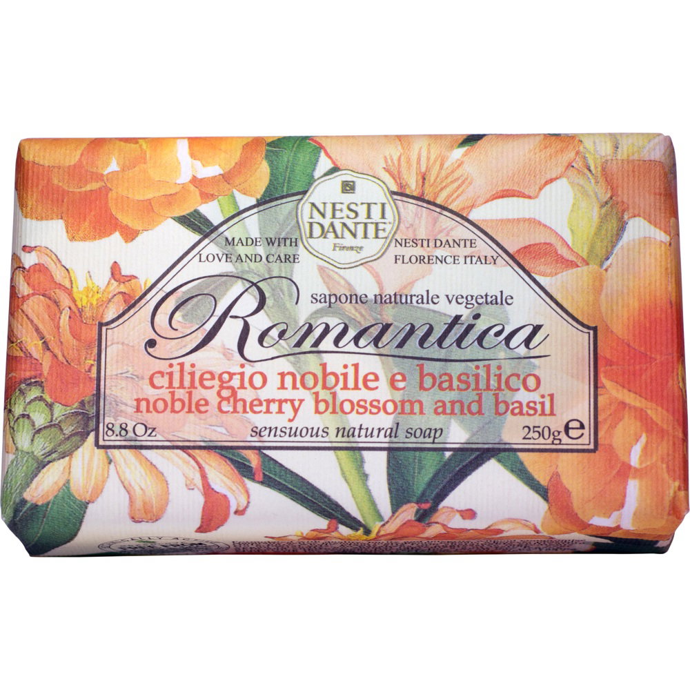 Nesti Dante, Romantica, Natural Ingredients, Cleansing & Softening, Cherry Blossom & Basil, Scented Soap Bar , Body, 250 g - Feel You