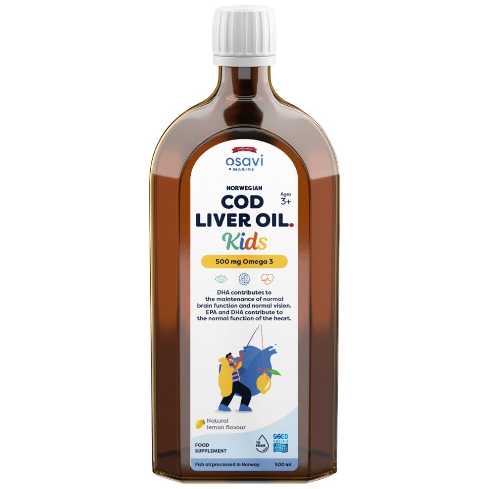 Norwegian Cod Liver Oil Kids | Lemon Flavored Liquid Omega - 500 мл - Feel You