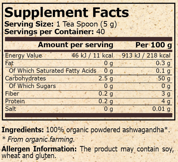 ORGANIC ASHWAGANDHA - 200 g - Feel You