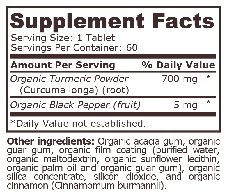 ORGANIC TURMERIC 700 mg - 60 Tablets - Feel You