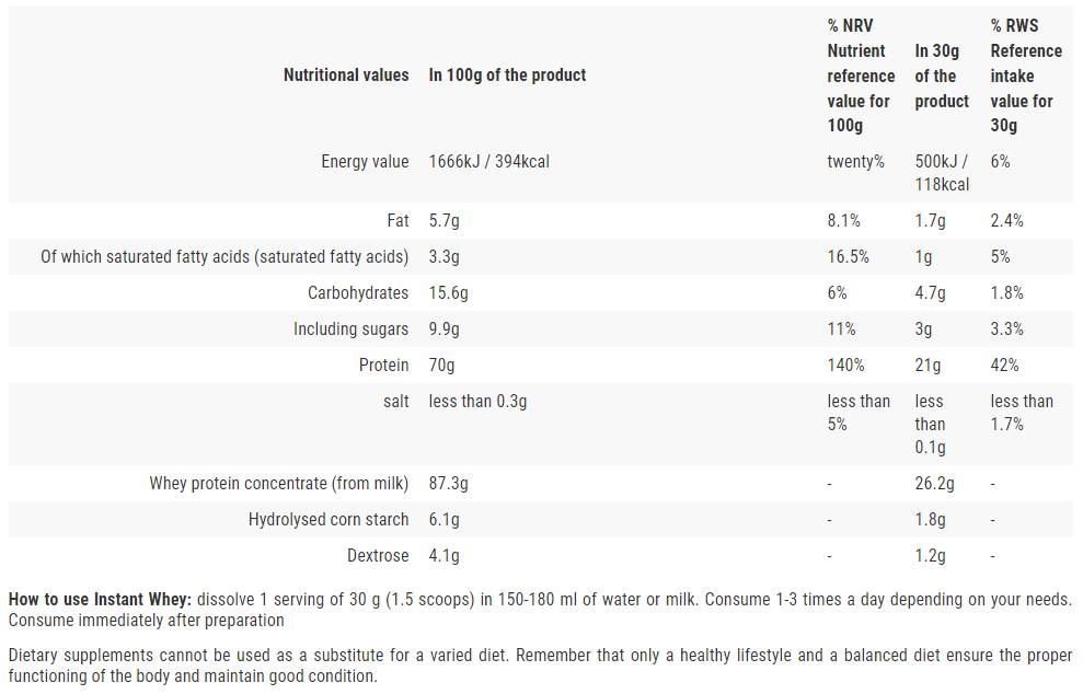 Instant Whey Protein | High Quality Whey Concentrate - 2000 грама - Feel You