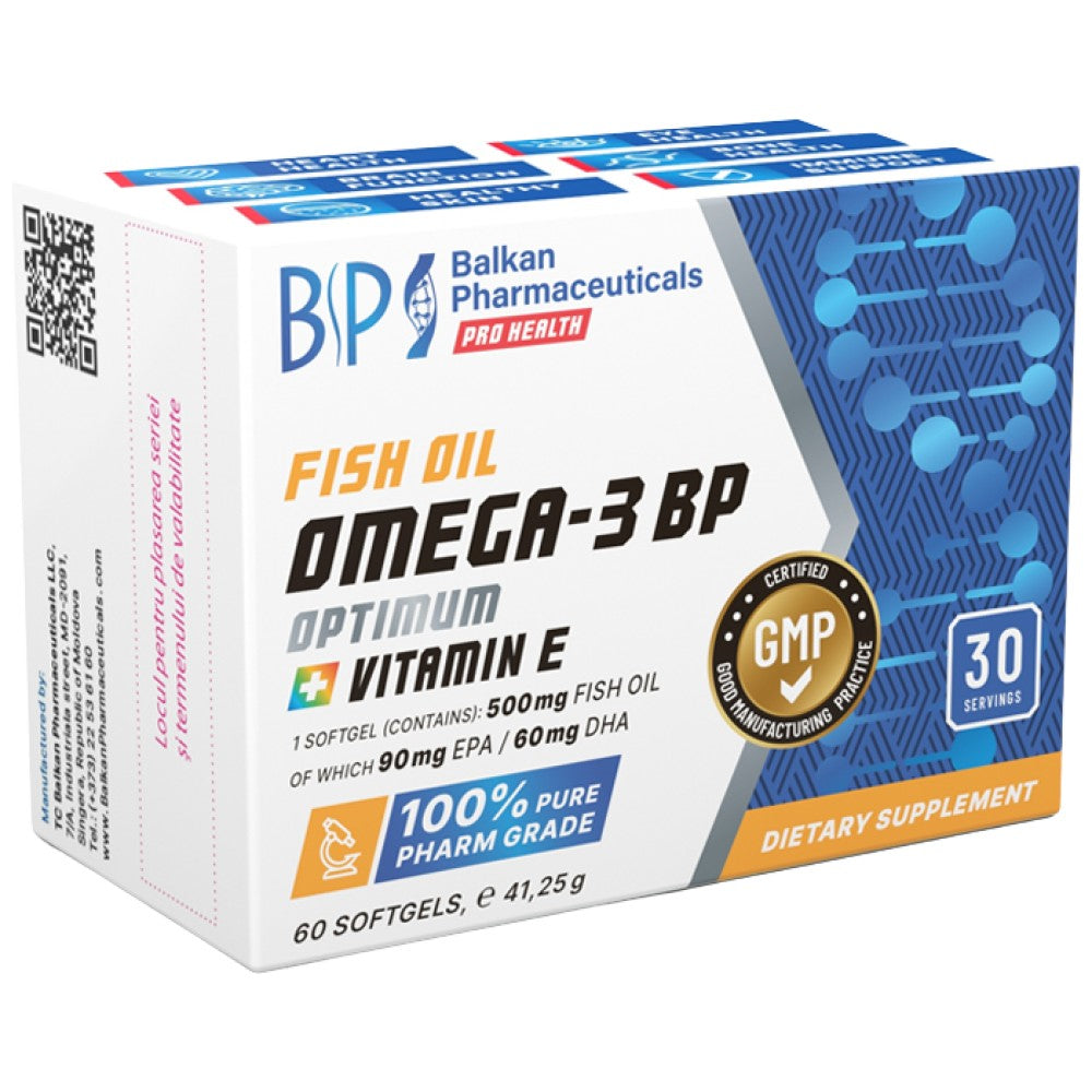 Omega-3 BP Optimum | With Vitamin E - 60 Гел капсули - Feel You