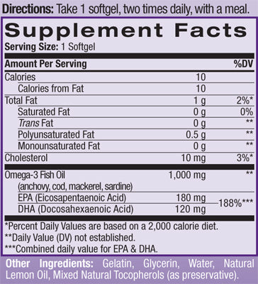Omega-3 Fish Oil 1000mg. 60 Softgels - Feel You