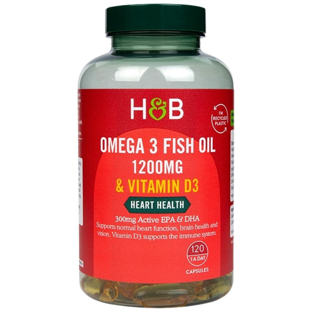Omega 3 Fish Oil 1200 mg & Vitamin D3 - 120 Гел капсули - Feel You