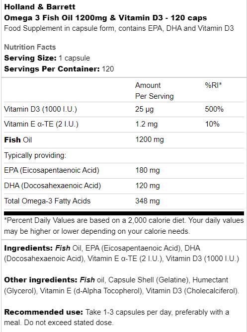 Omega 3 Fish Oil 1200 mg & Vitamin D3 - 120 Гел капсули - Feel You
