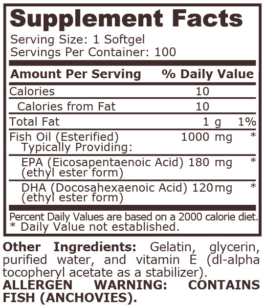 Omega 3 Fish Oil 180 EPA/120 DHA - 100 Дражета - Feel You