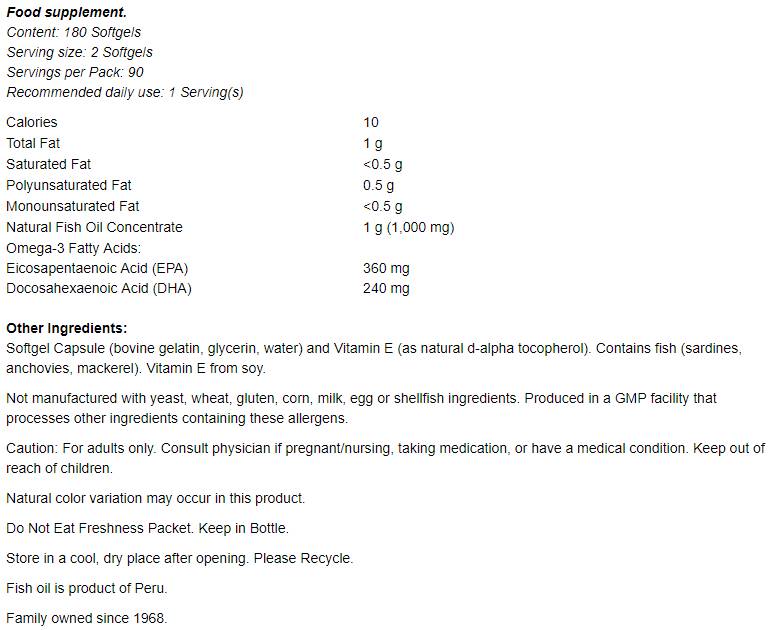 Omega-3 Mini Gels - 180 Гел капсули - Feel You