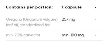 Oregano Oil 257 mg | 70% Carvacrol - 60 капсули - Feel You