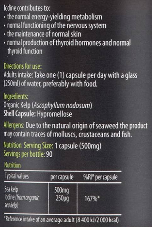 Organic Sea Kelp 500 mg - 90 капсули - Feel You
