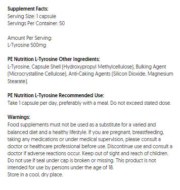 PE Nutrition | L-Tyrosine 500 mg - 50 капсули - Feel You