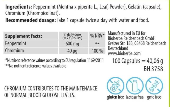 Peppermint Leaf 300 mg - 100 капсули - Feel You