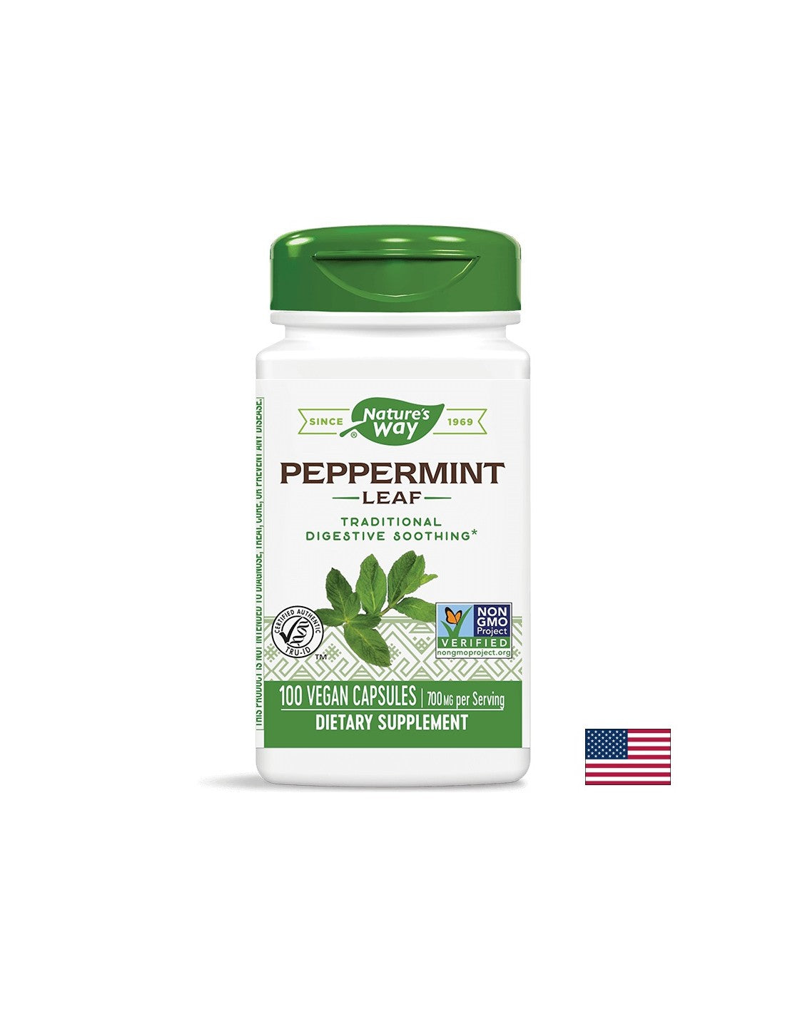 Peppermint Leaf - Мента (лист) – за успокояване на раздразненото дебело черво 350 mg, 100 капсули Nature’s Way - Feel You