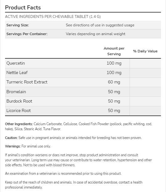 Pet Allergy Chewable Tablets | For Dogs & Cats - 75 Дъвчащи таблетки - Feel You