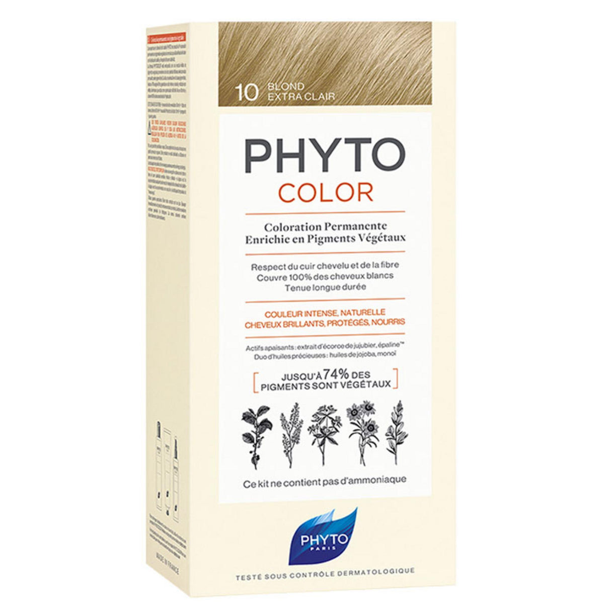 Phyto, Color, Permanent Hair Dye, 10 Extra Light Blonde, 50 ml - Feel You