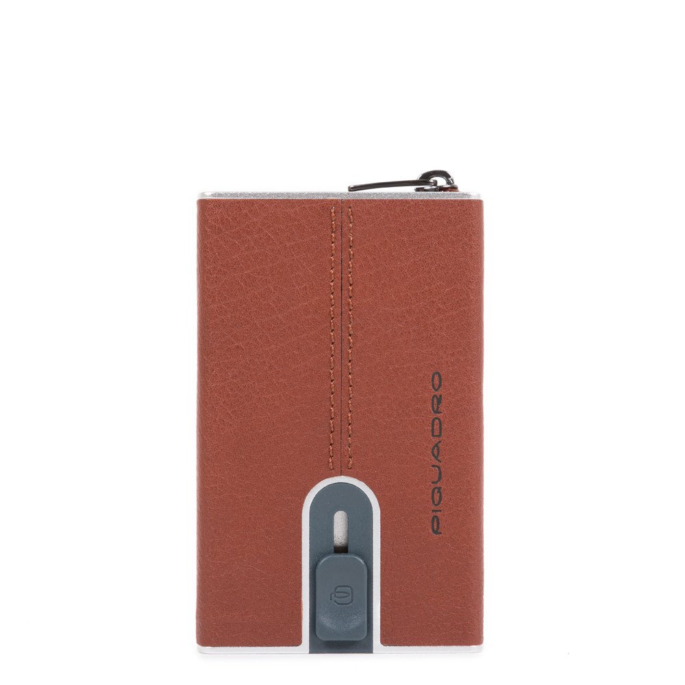 Piquadro, Black Square, Leather Card Holder, Square Sliding System, Brown, Unisex - Feel You