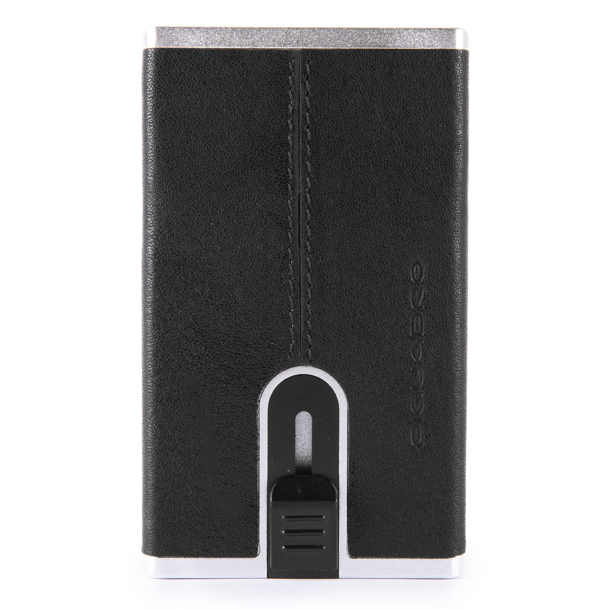 Piquadro, Black Square, Leather Card Holder, Square Sliding System, PP4825B3R-N, Black, For Men - Feel You