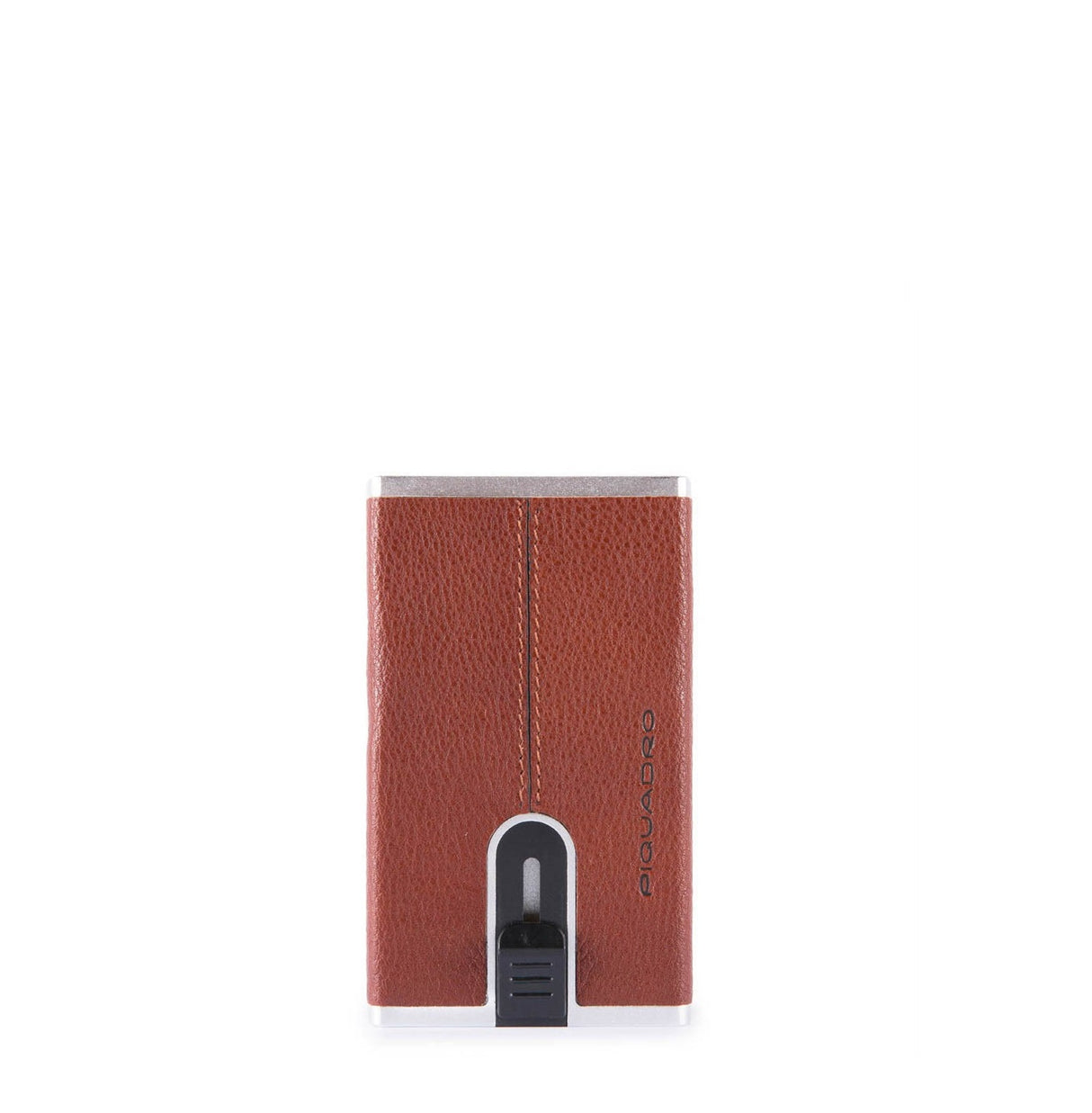 Piquadro, Blue Square, Leather Card Holder, Square Sliding System, PP4891B3R, Brown, For Men - Feel You