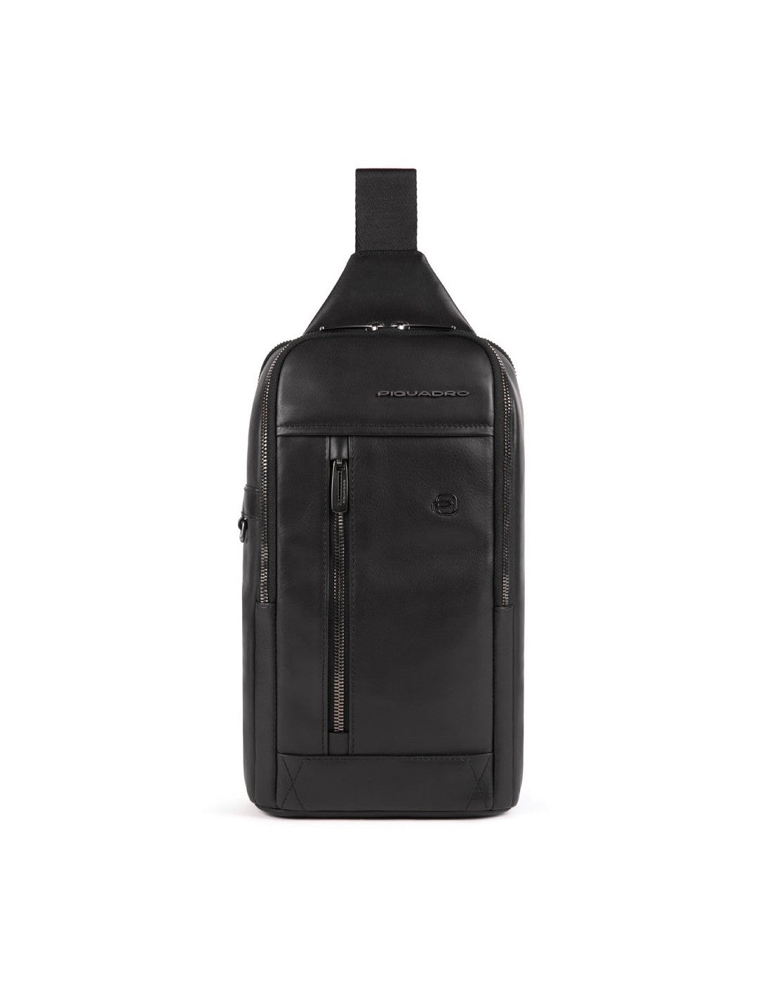 Piquadro, Monospalla, Leather, Leather Backpack, Black, Mono Sling, For Men, 19 x 32 x 8 cm - Feel You