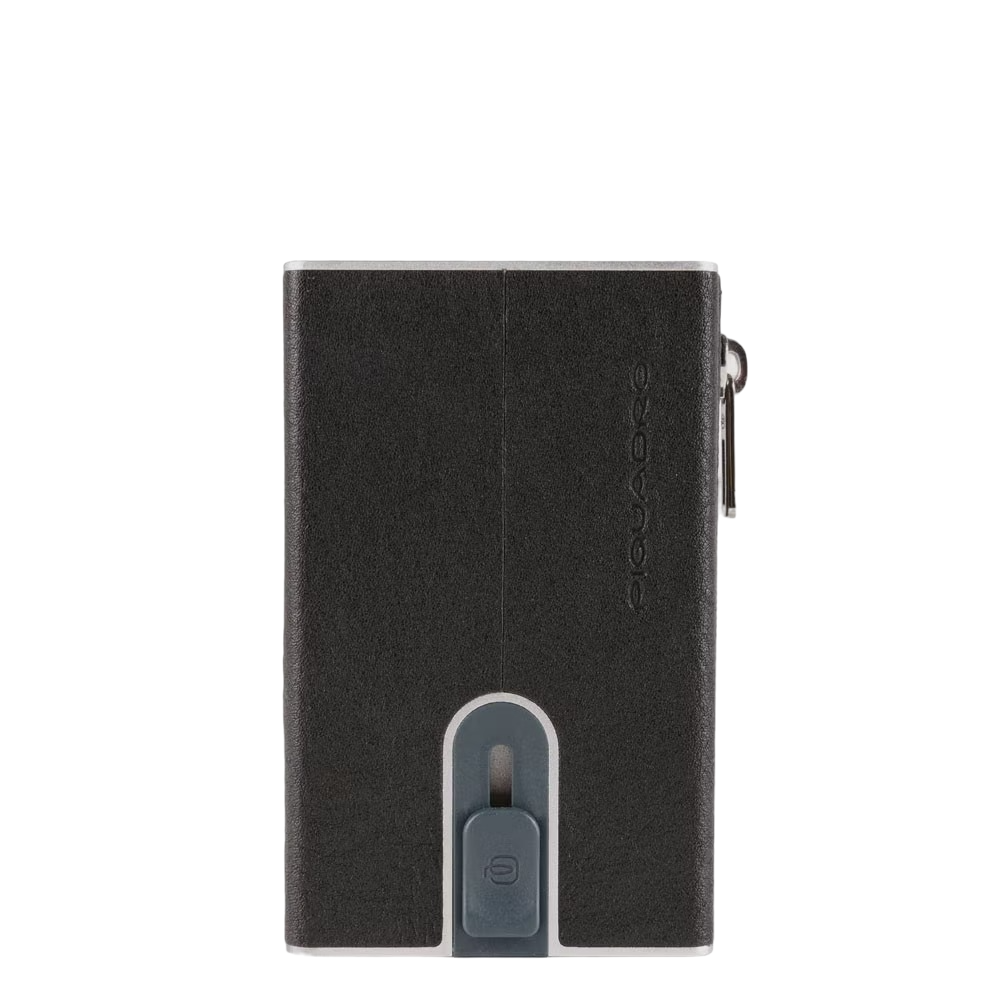 Piquadro, Piquadro, Leather Card Holder, Square Sliding System, PP5585B3R, Black, For Men - Feel You