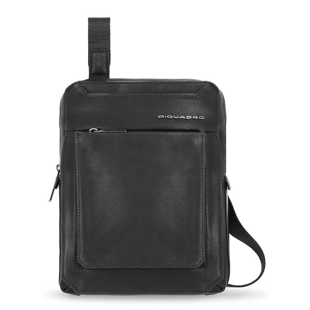 Piquadro, Tallin, iPad Sleeve, Leather Crossbody Bag, Black, CA1816W108, 21.5 x 27 x 7 cm, For Men - Feel You