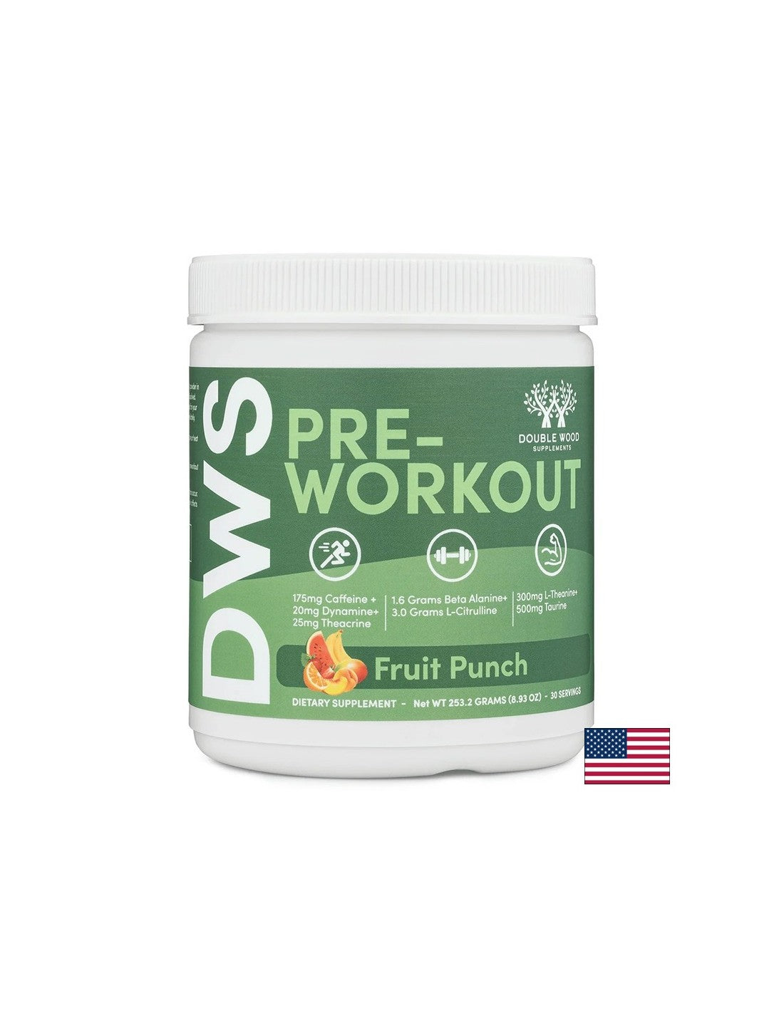 Pre-Workout L-Цитрулин 3000 mg + Бета аланин 1600 mg + Кофеин 175 mg – Енергия и издръжливост, плодов пунш, 253 g, 30 дози, прах - Feel You