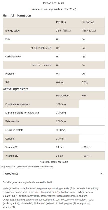Pre-Workout Shot 60 мл - Feel You
