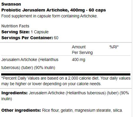 Prebiotic Jerusalem Artichoke 400 mg 60 капсули - Feel You