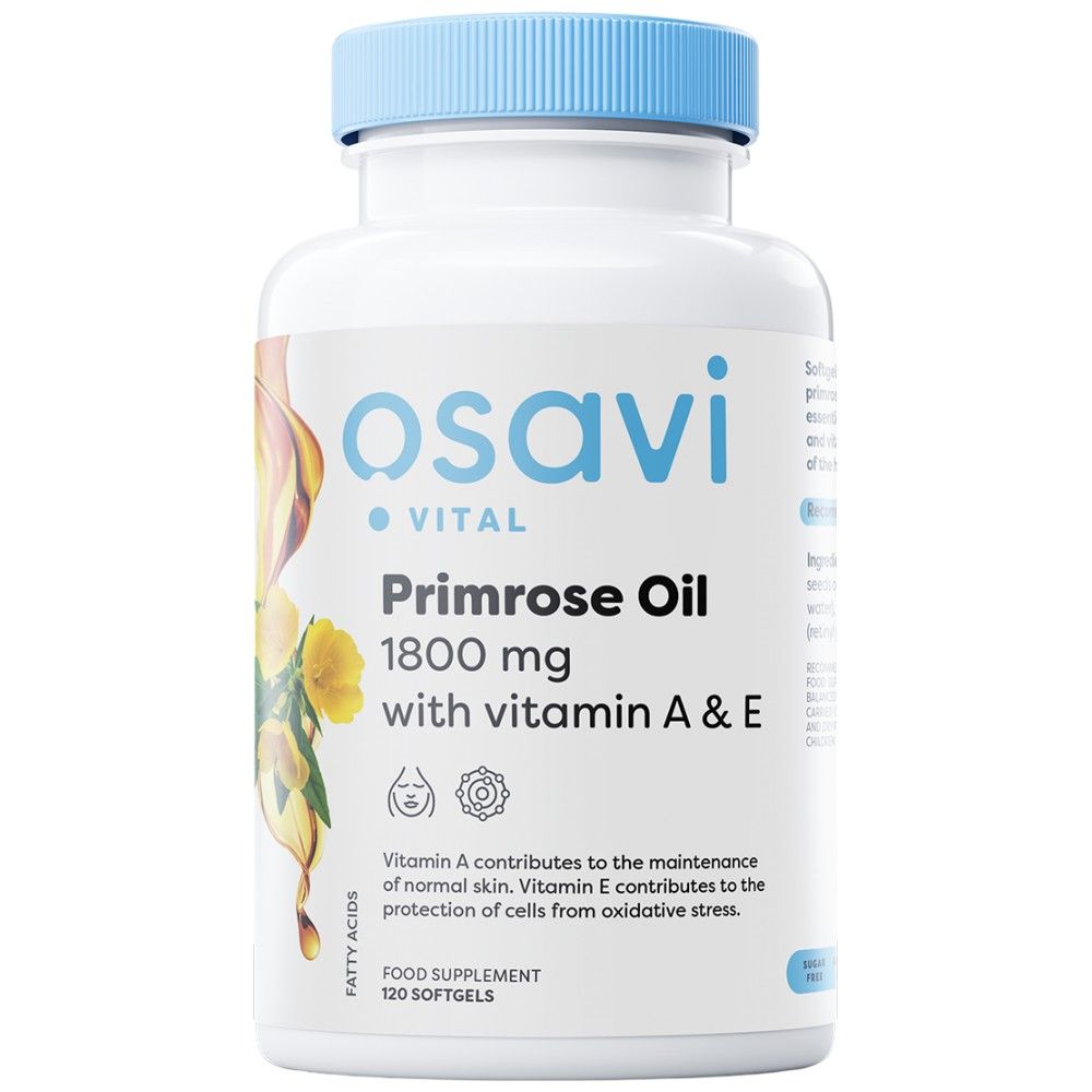 Primrose Oil 1800 mg | with Vitamin A & E - 60 Гел капсули - Feel You