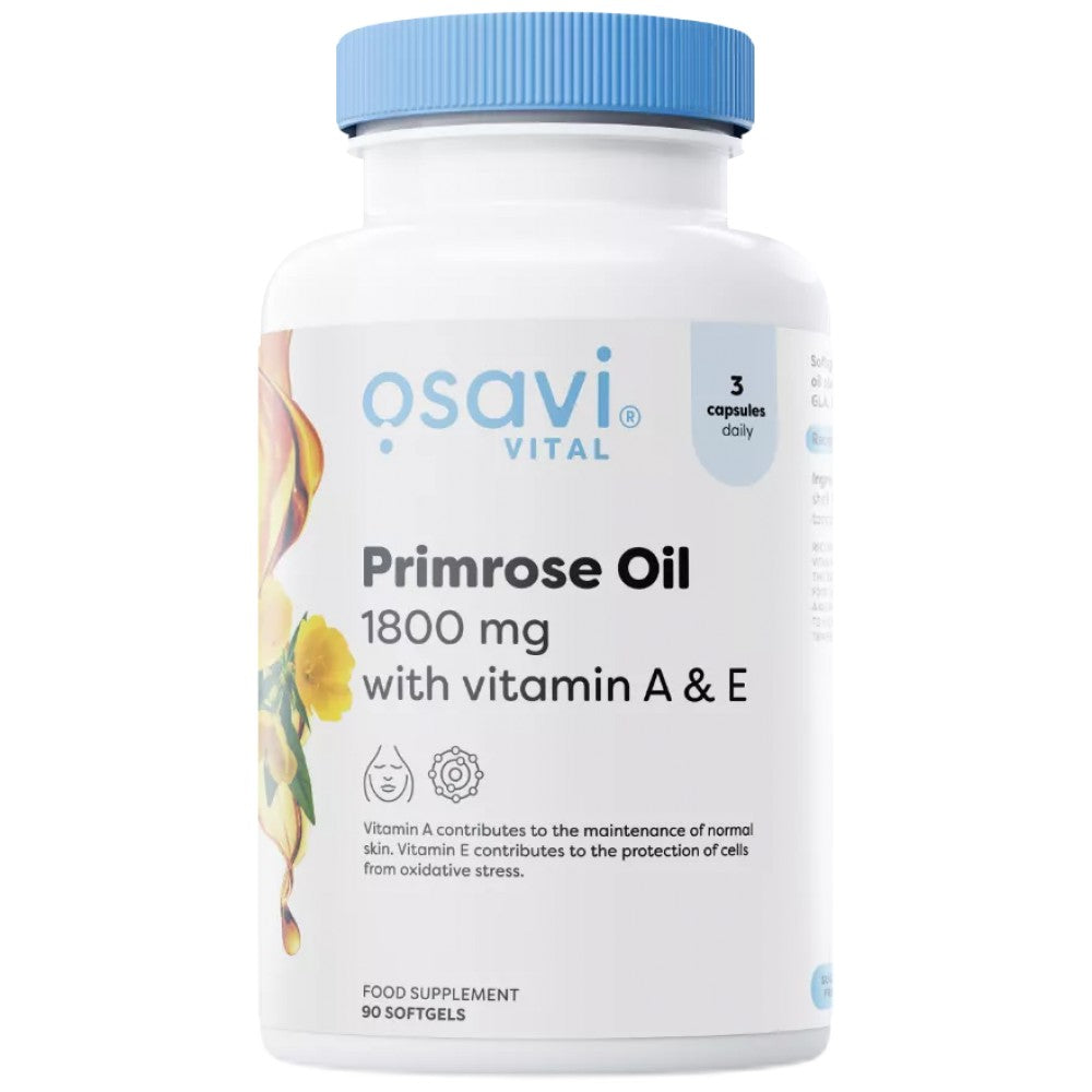 Primrose Oil 1800 mg | with Vitamin A & E - 90 Гел капсули - Feel You