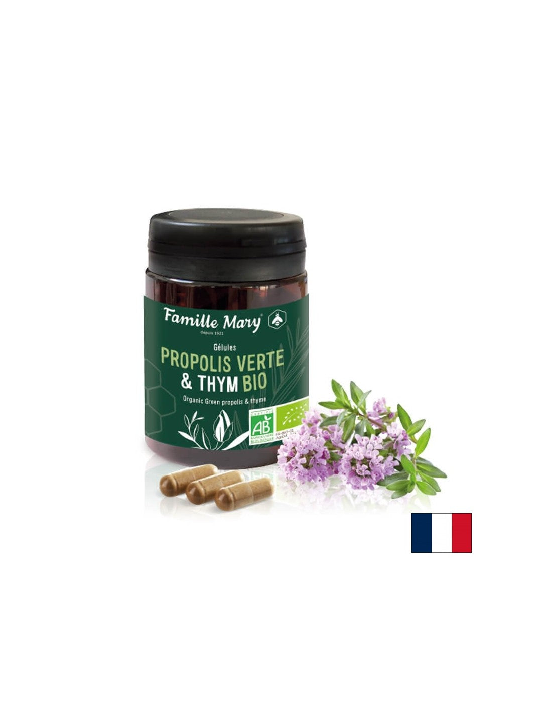 Propolis Verte & Thym bio / Зелен прополис и мащерка Органик, 60 капсули Famille Mary - Feel You