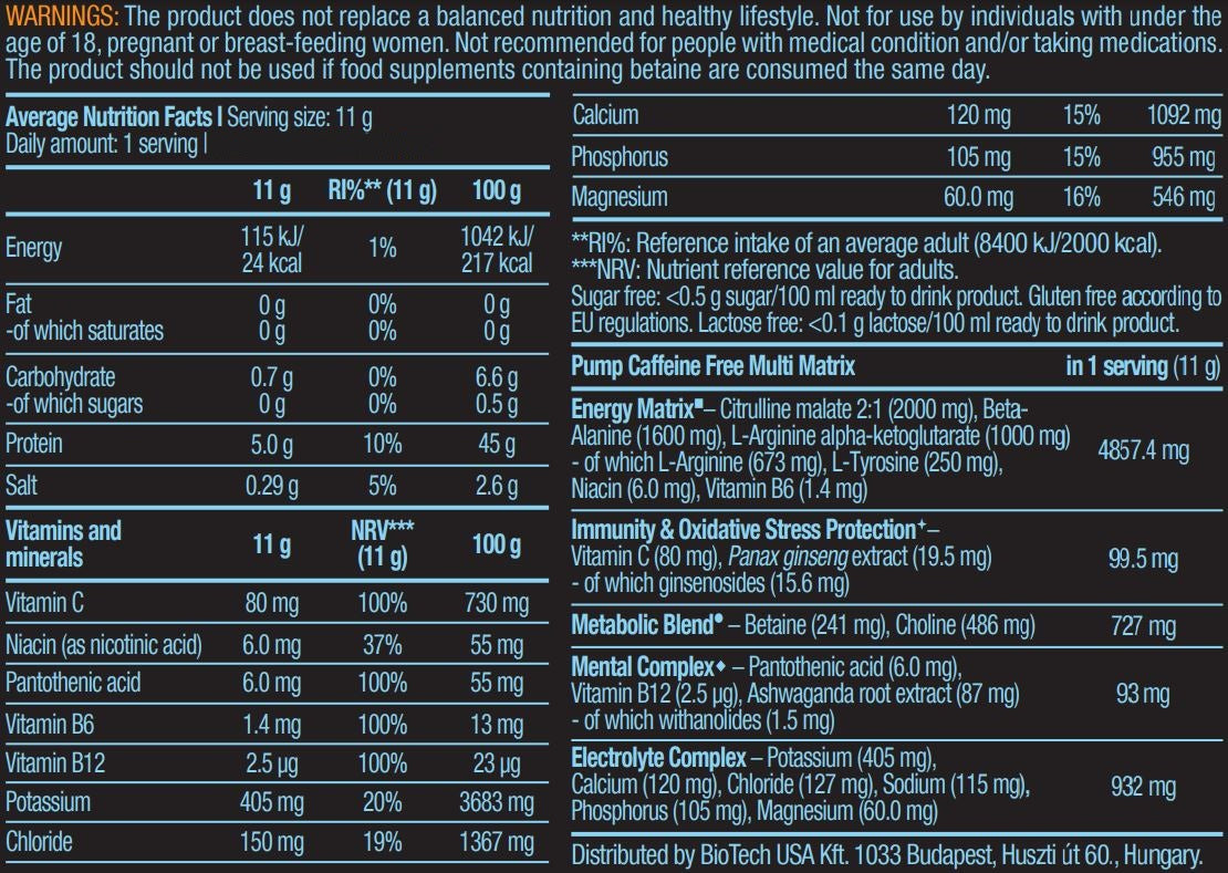 Pump Caffeine Free Drink Powder / 11 g - Feel You