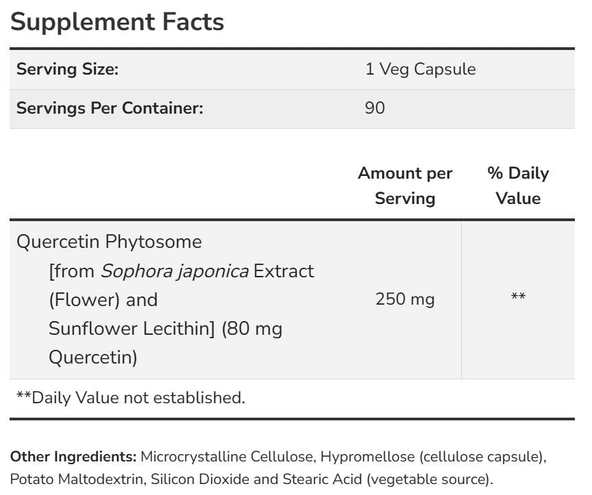 Quercetin Phytosome 250 mg - 90 капсули - Feel You