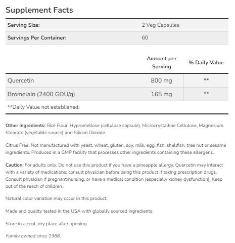 Quercetin with Bromelain - 60 капсули - Feel You