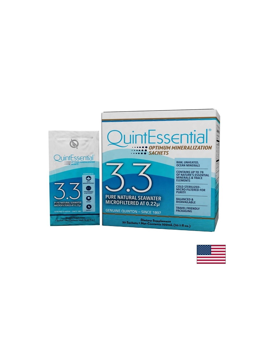 Хипертоничен разтвор за електролитен баланс и енергия - QuintEssential 3.3 Optimum Mineralization, 30 сашета х 10 ml - Feel You