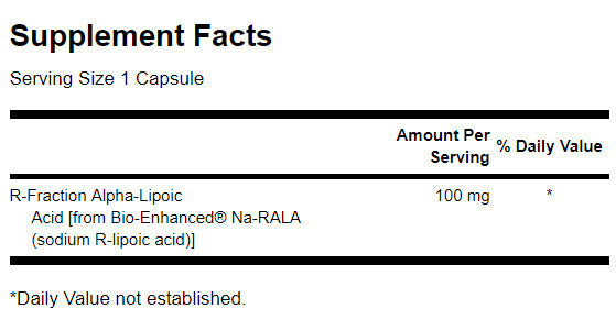 R-Fraction Alpha Lipoic Acid - Double Strength 100 mg - 60 капсули - Feel You