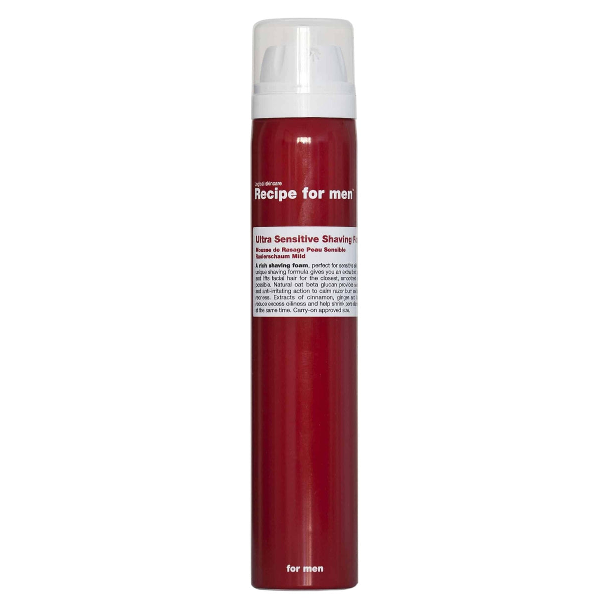 Recipe For Men, Ultra Sensitive Shaving Foam, Energising, Shaving Foam, 100 ml - Feel You