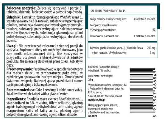 Rhodiola Rosea / 90 Tabs - Feel You