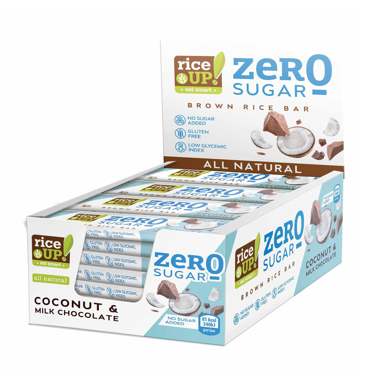 RiceUP! ZERO SUGAR - Оризов бар - 20 x 18 g - Feel You