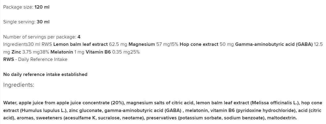 Słodkich Snów Shot | For Sleep and Relax 120 мл - Feel You