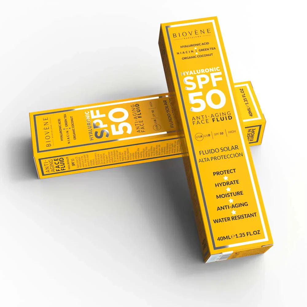 Хидратираща слънцезащита за лице SPF 50 с хиалуронова киселина против стареене - 40 мл - Feel You